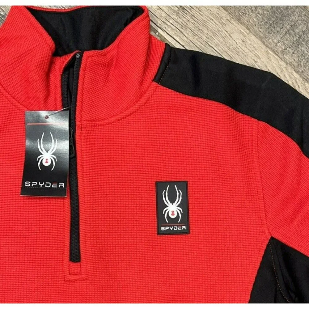 New $129 Spyder Men Mendoza Bonded Sweater Fleece Full-Zip Jacket Red Medium‎